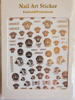 Gold Versace Nail Art Stickers