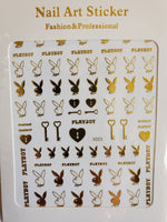 Gold Bunny Nail Art Stickers